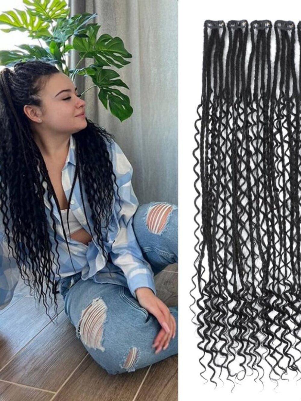Black 24" Clip in Box Braid Extensions